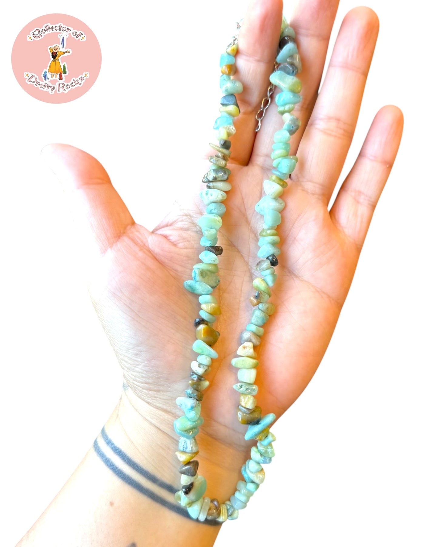 Gemstone Chip Beaded Necklace – Convertible Double Wrap Bracelet