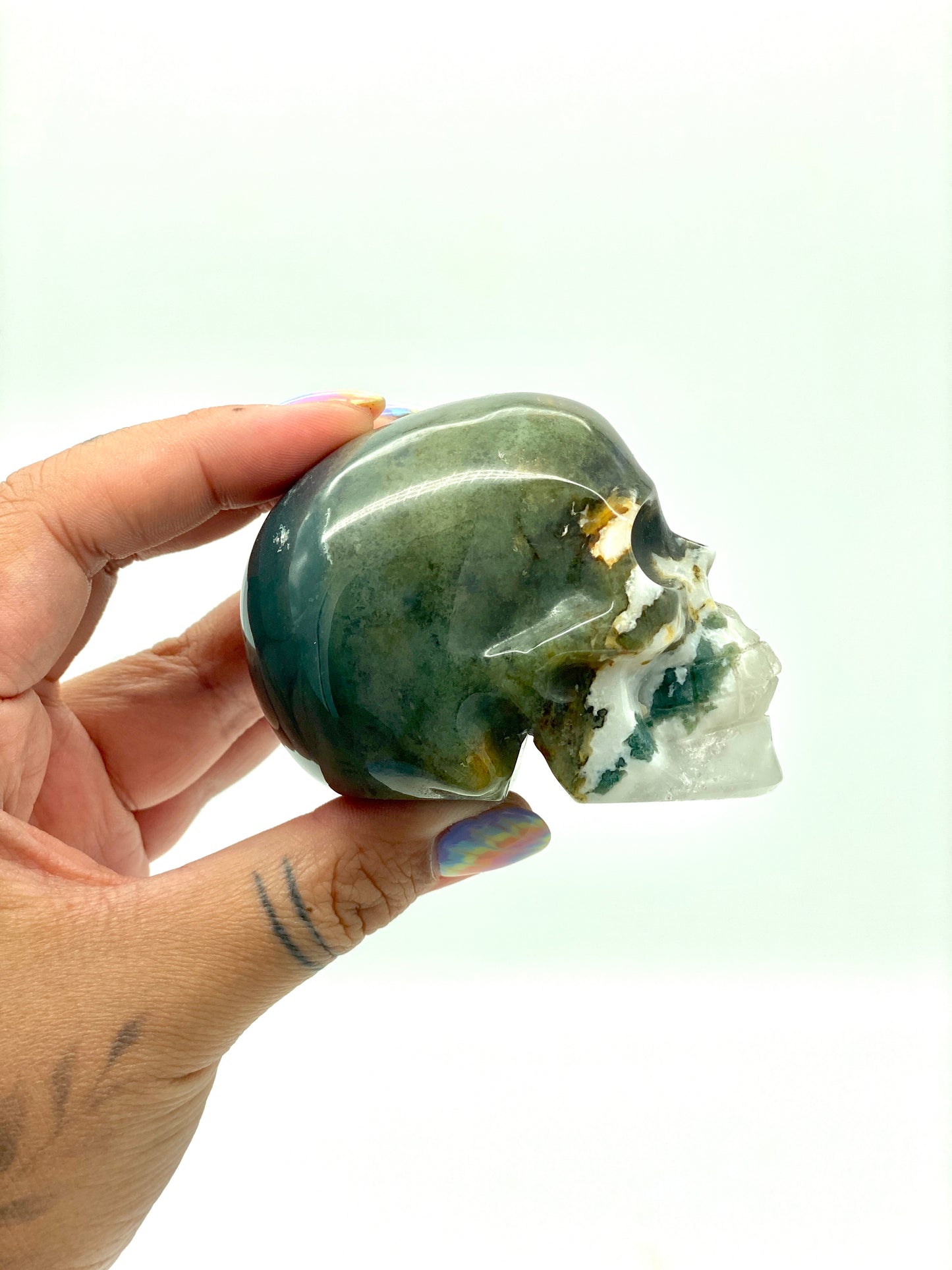 Green Moss Agate Skull π