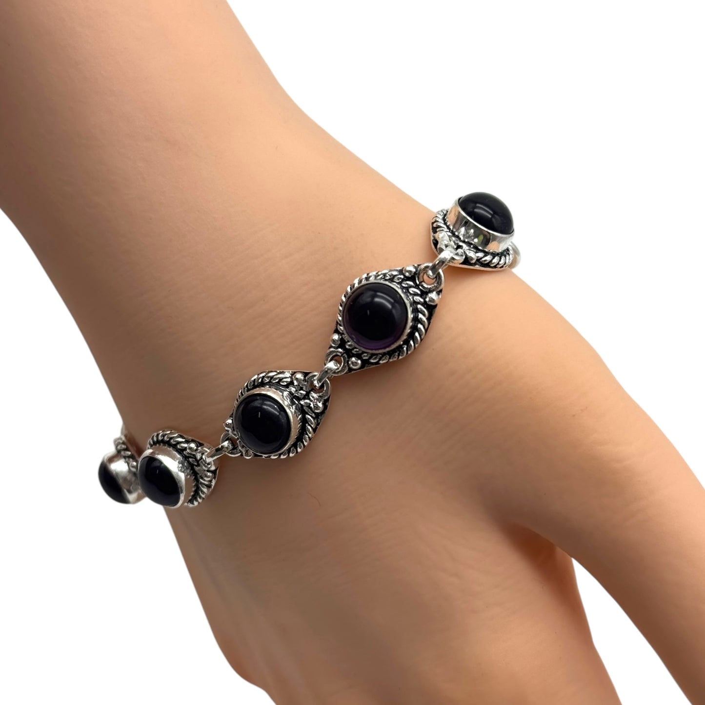 Amethyst Alloy Bracelet 8”