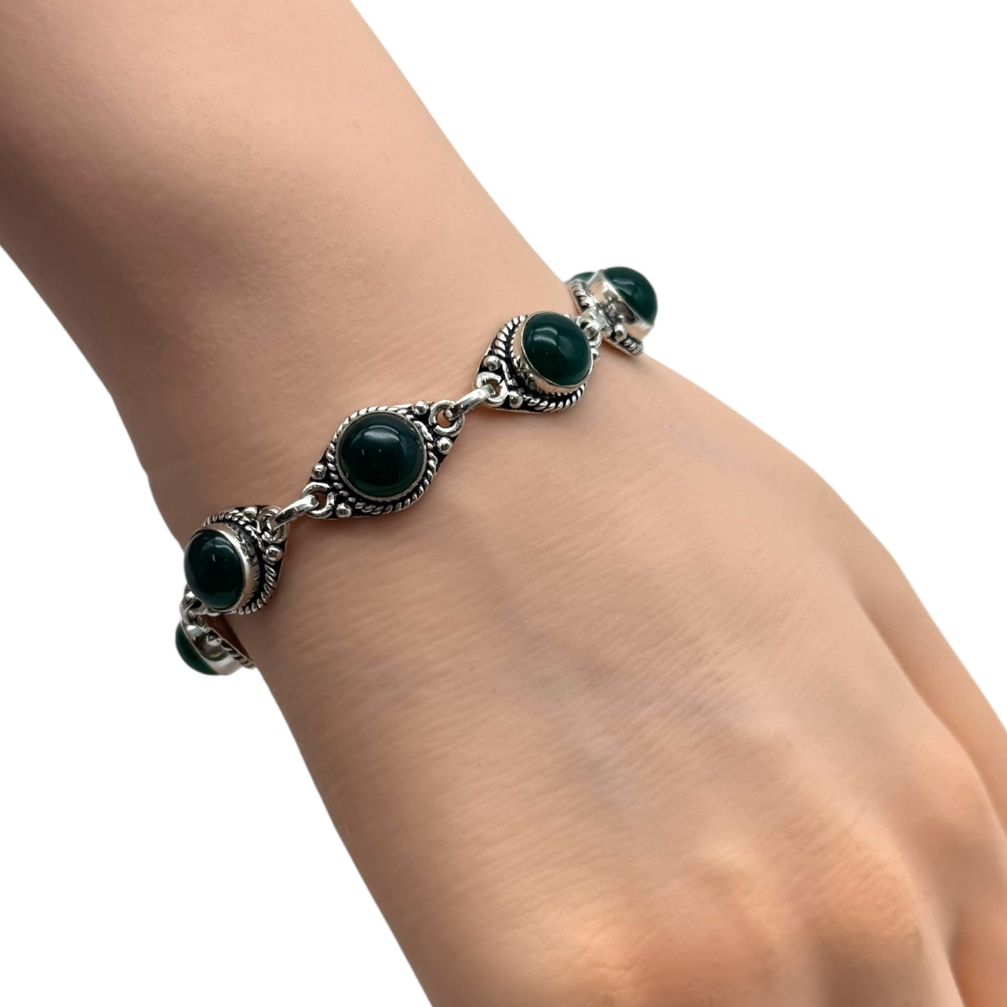 Green Onyx Alloy Bracelet