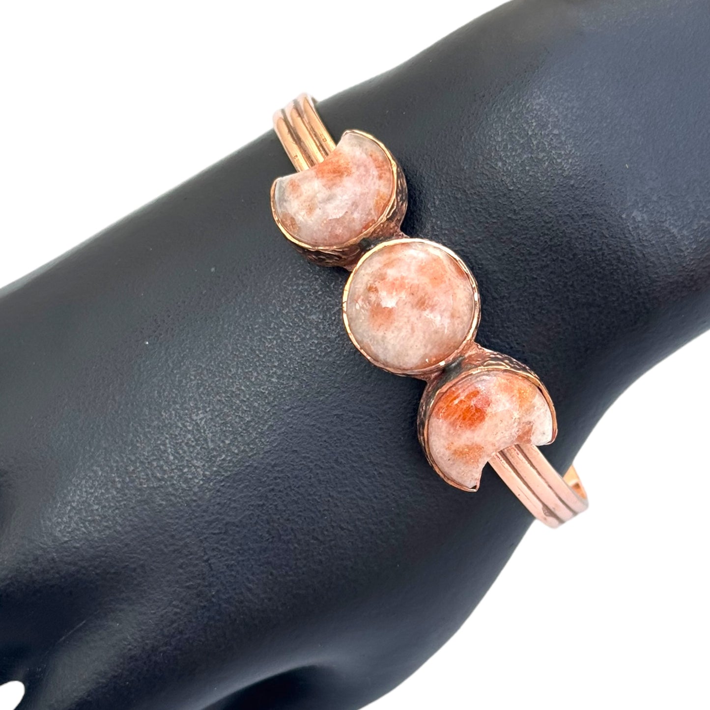 Copper Triple Moon Bangle with Sunstone