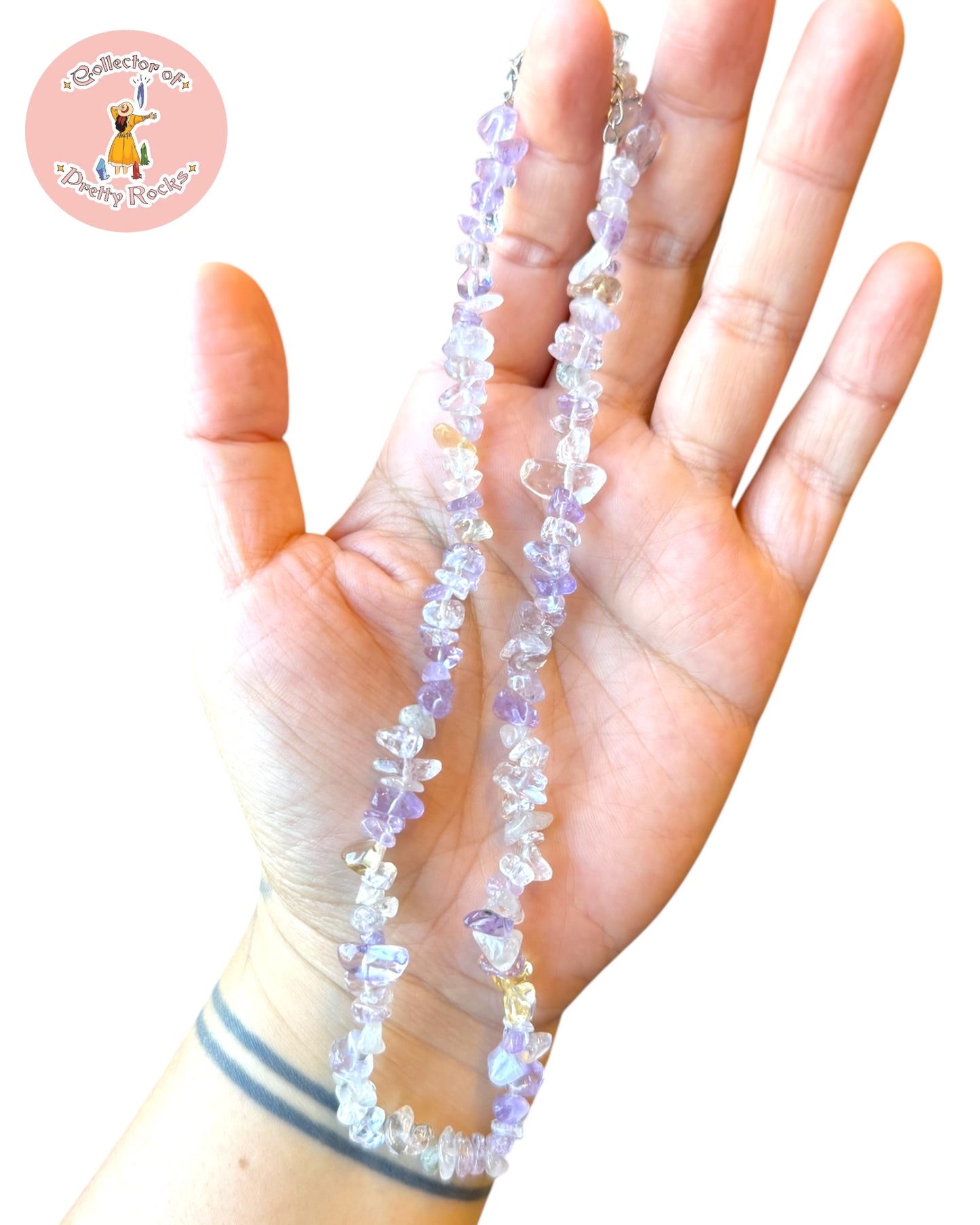 Gemstone Chip Beaded Necklace – Convertible Double Wrap Bracelet