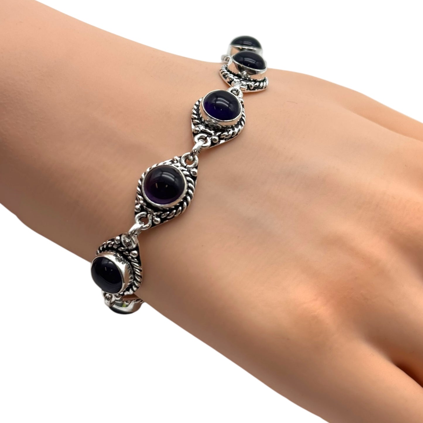 Amethyst Alloy Bracelet 8”