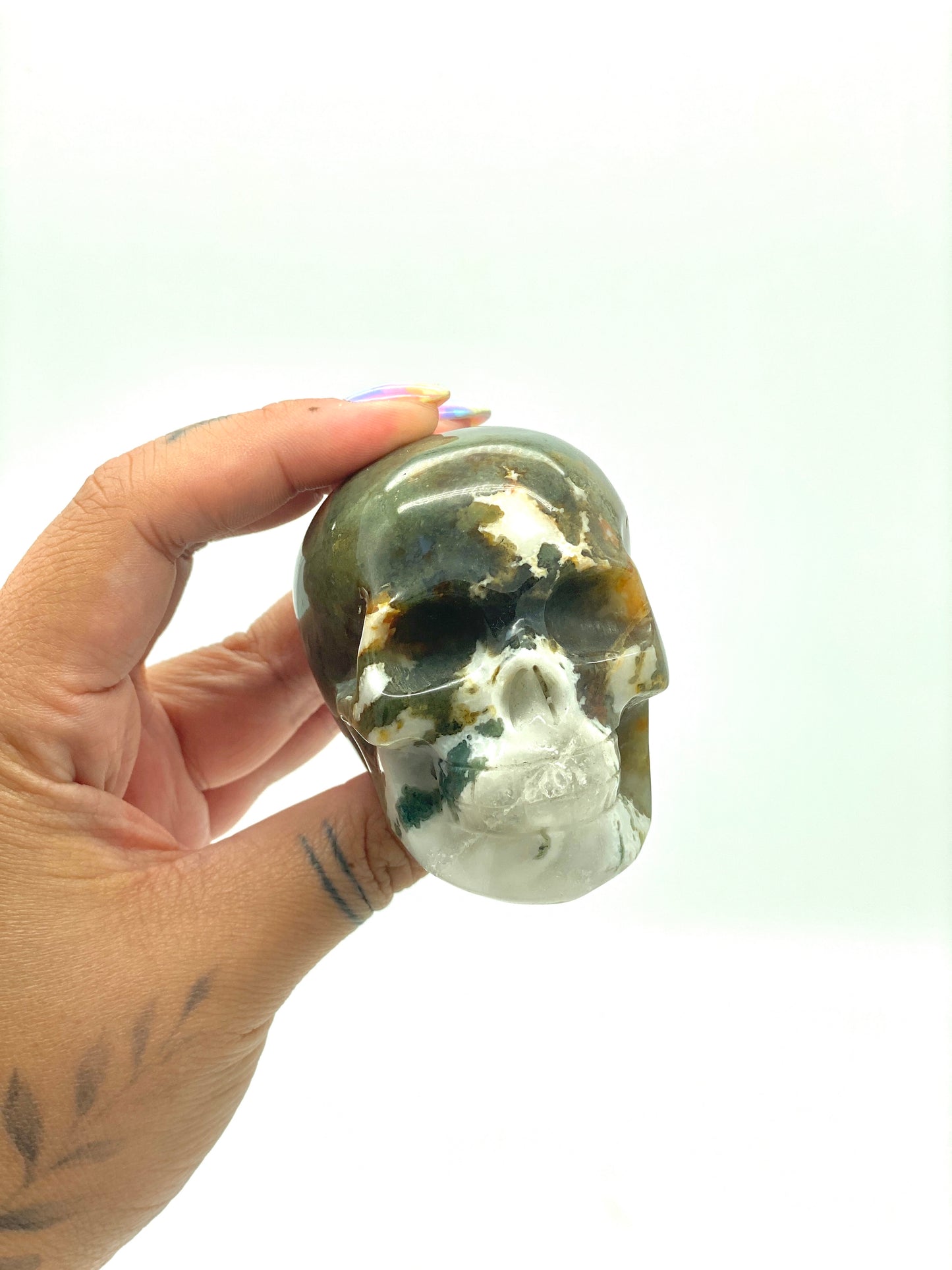 Green Moss Agate Skull π