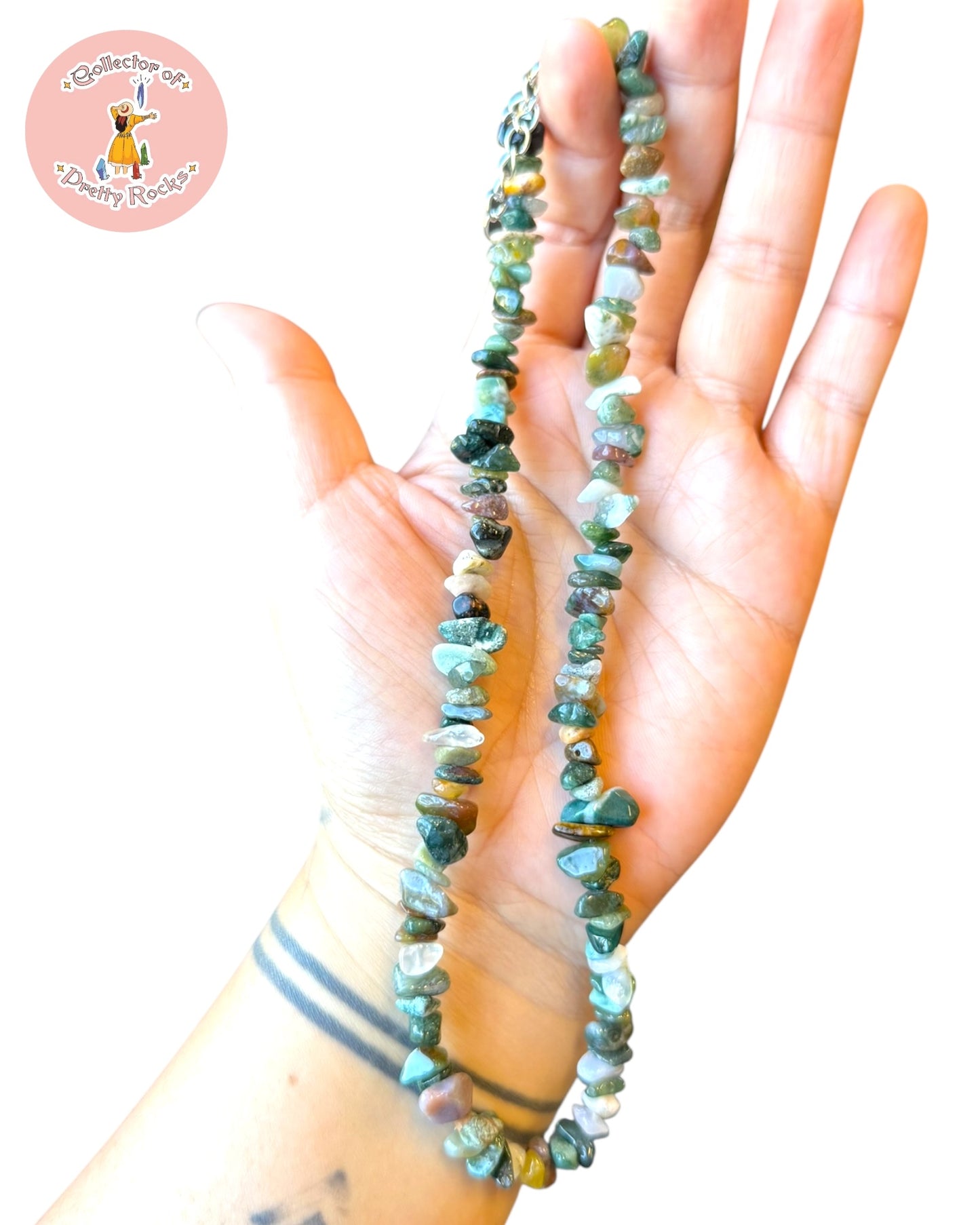 Gemstone Chip Beaded Necklace – Convertible Double Wrap Bracelet