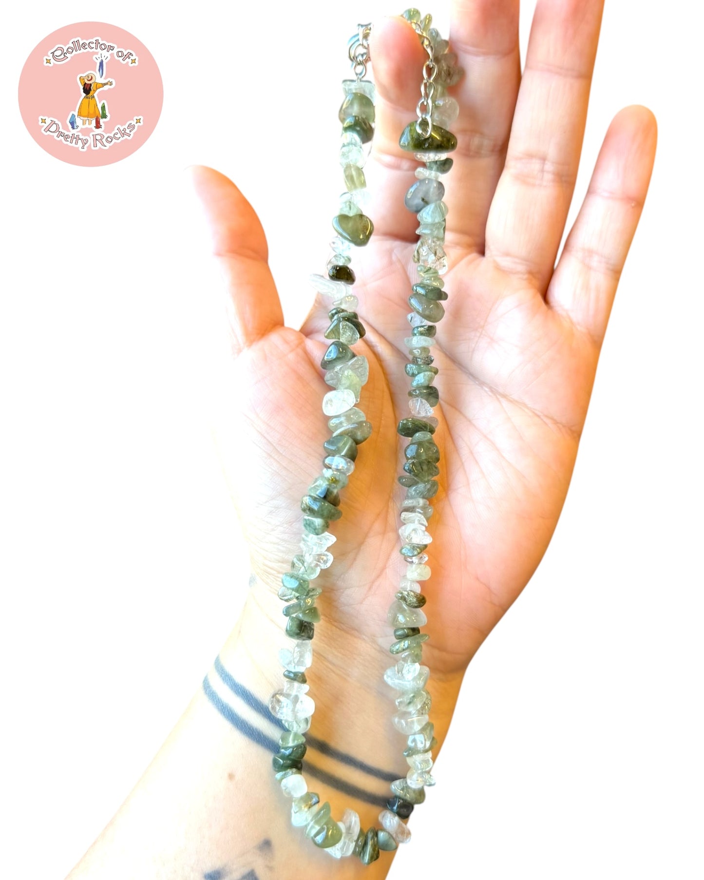 Gemstone Chip Beaded Necklace – Convertible Double Wrap Bracelet