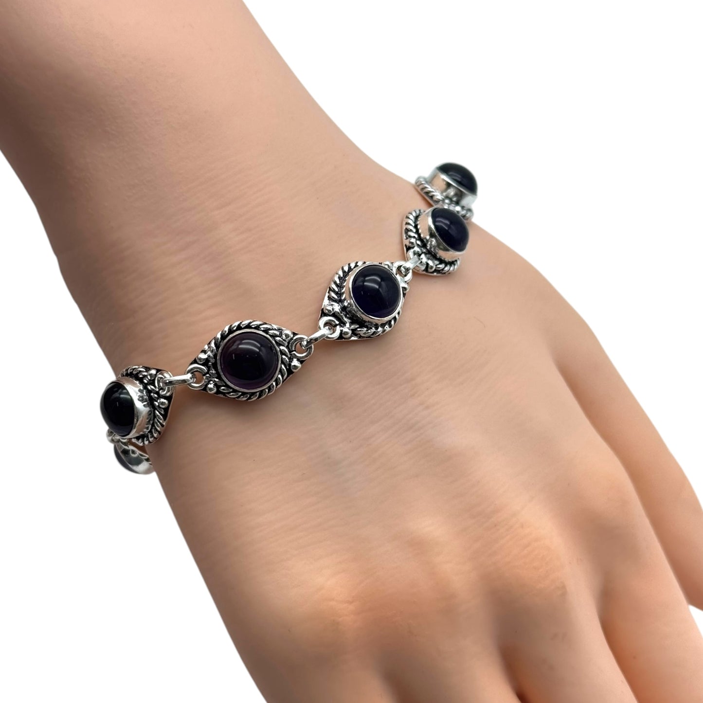 Amethyst Alloy Bracelet 8”