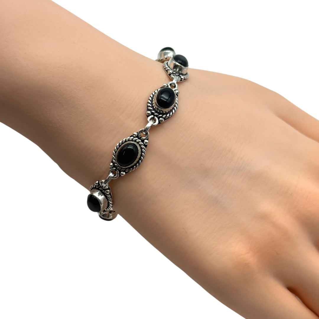 Black Onyx Alloy Bracelet