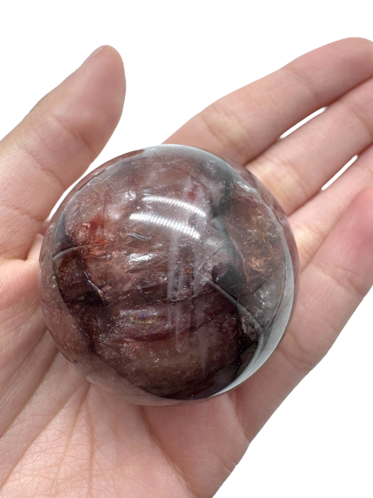 Fire Quartz with Hematite Sphere