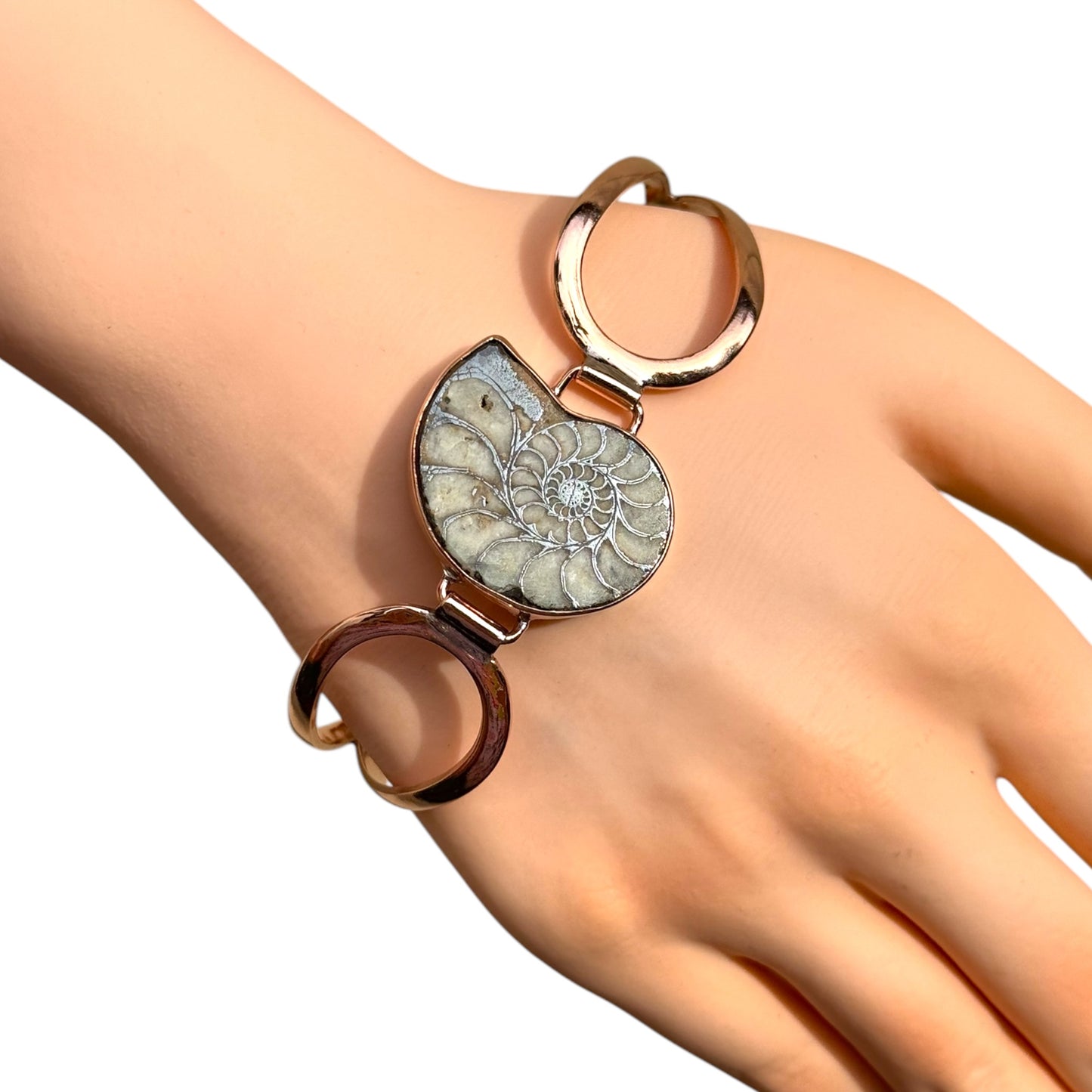 Copper Bracelet with Ammonite