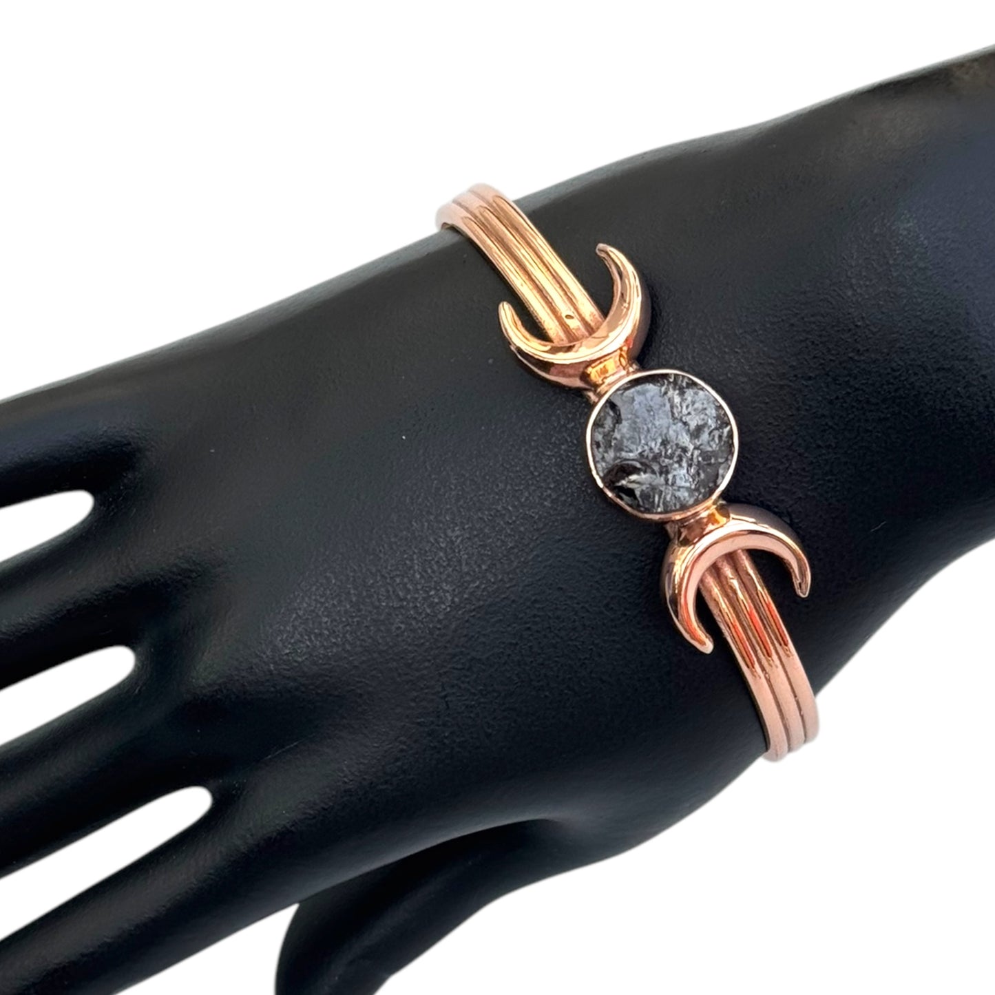 Copper Triple Moon Bangle with Shungite