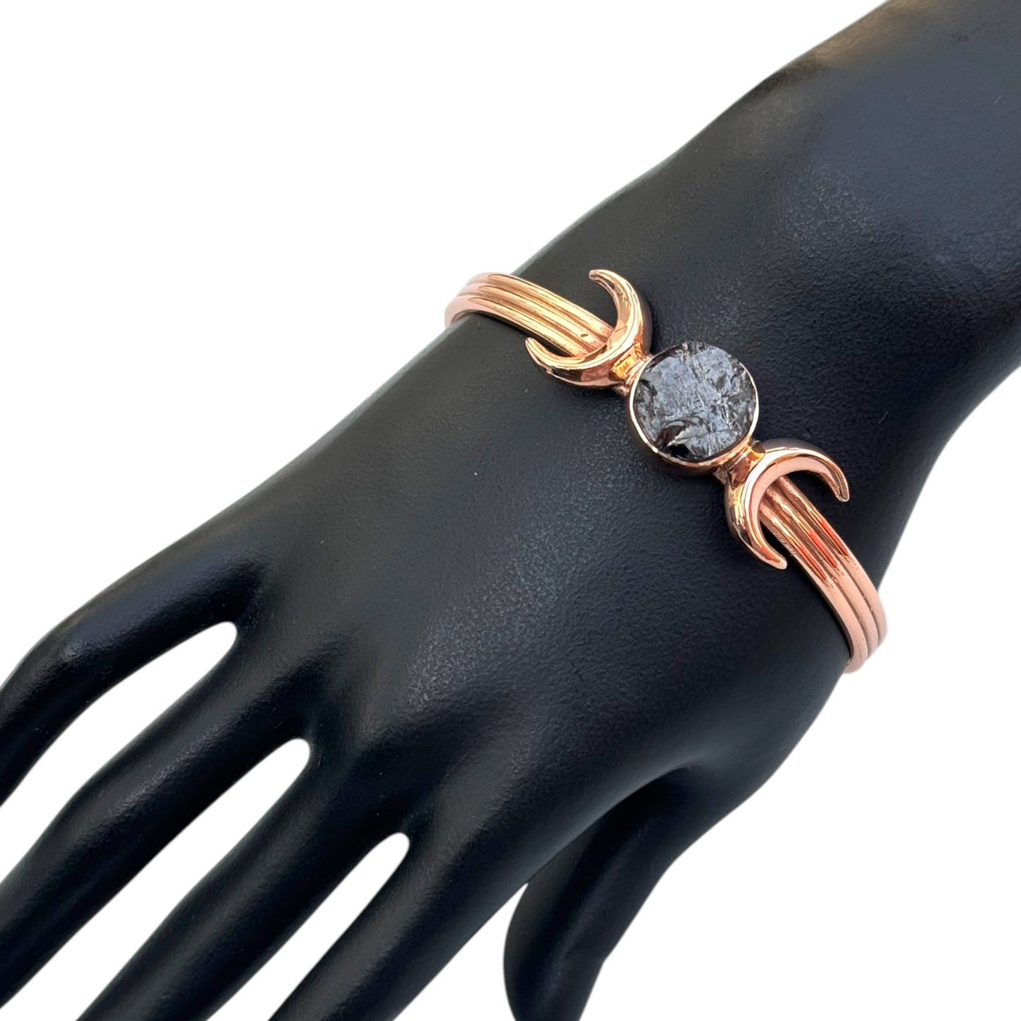 Copper Triple Moon Bangle with Shungite