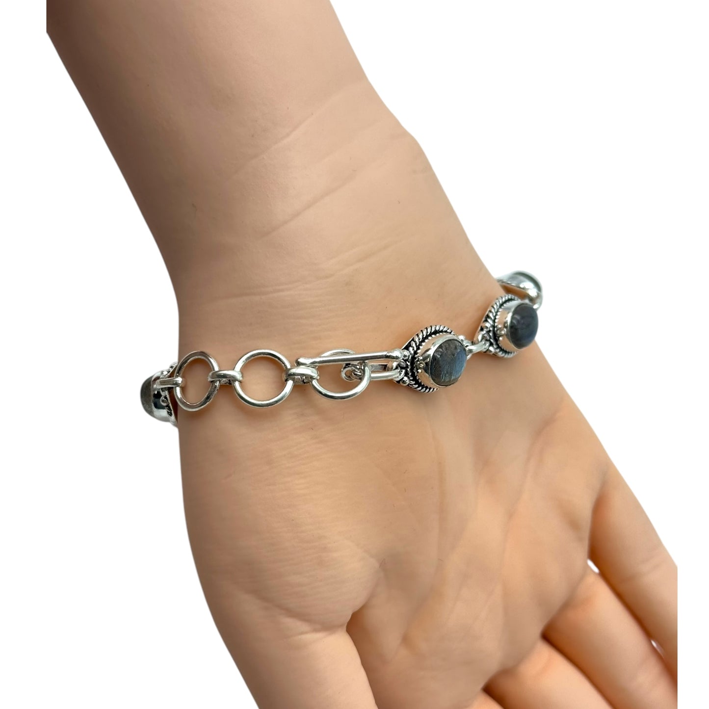 Labradorite Alloy Bracelet 8”