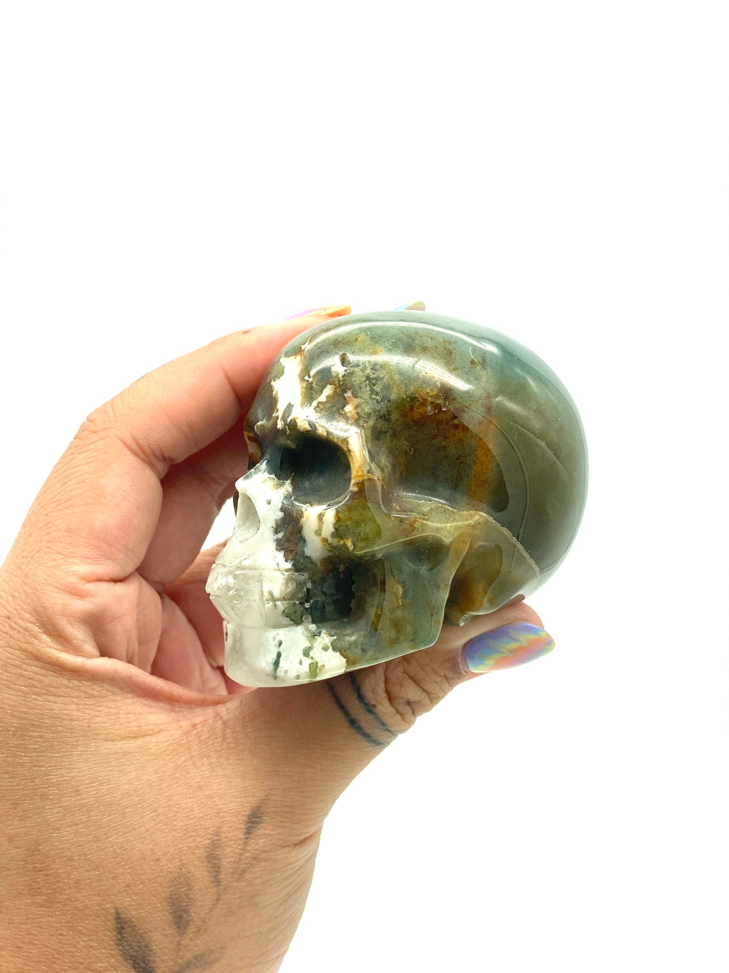 Green Moss Agate Skull π