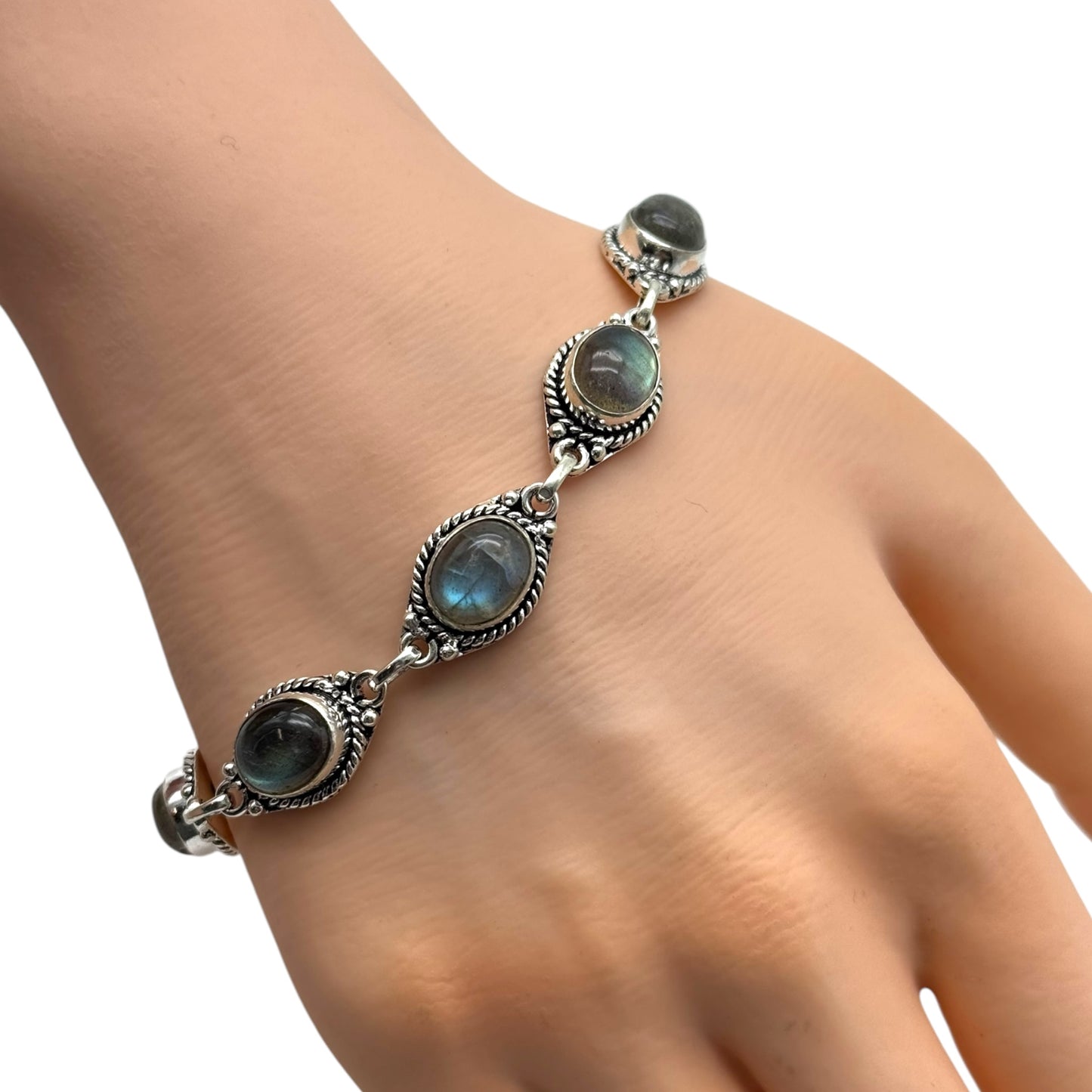 Labradorite Alloy Bracelet 8”