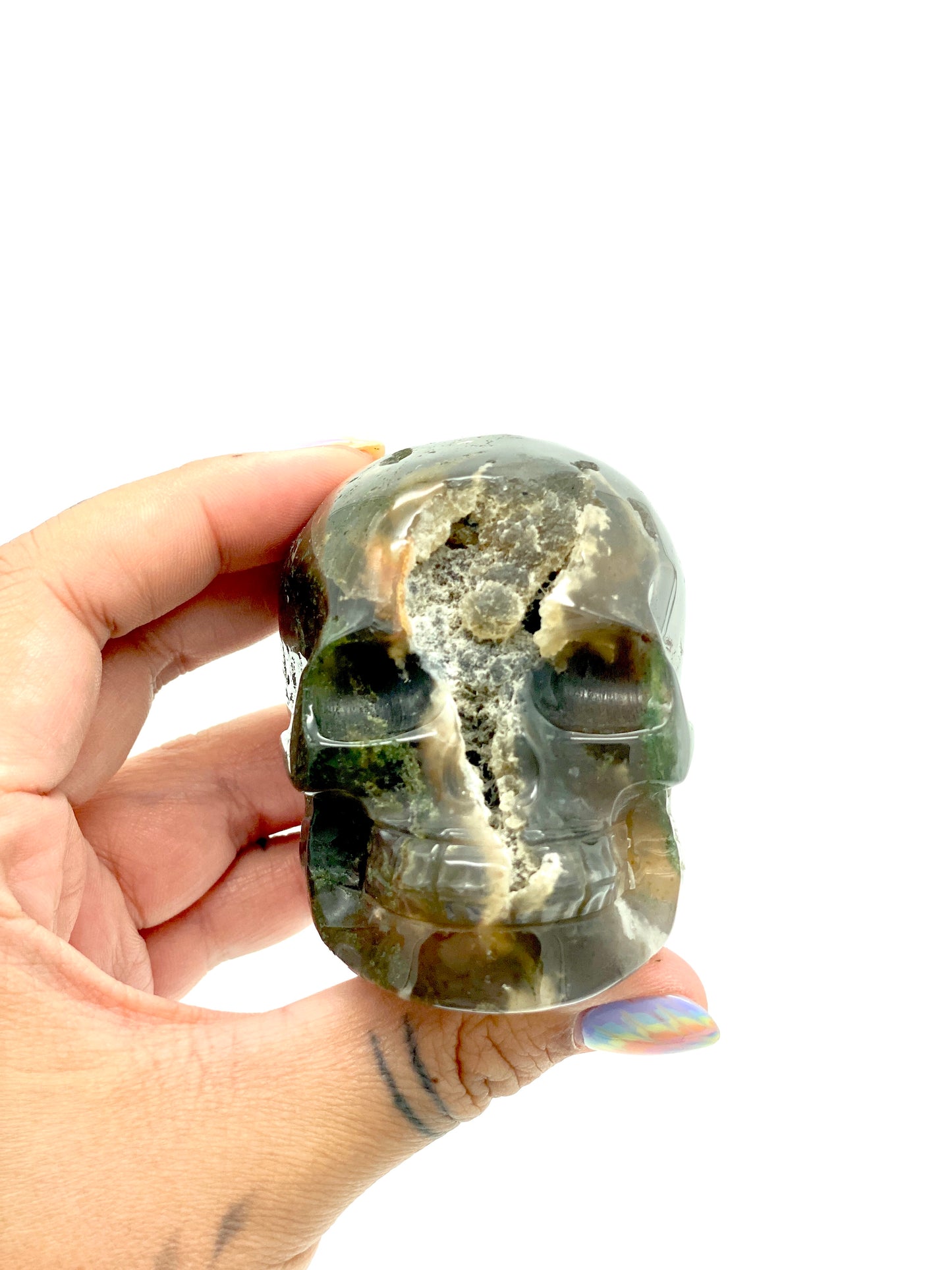 Moss Agate Scary Skull π