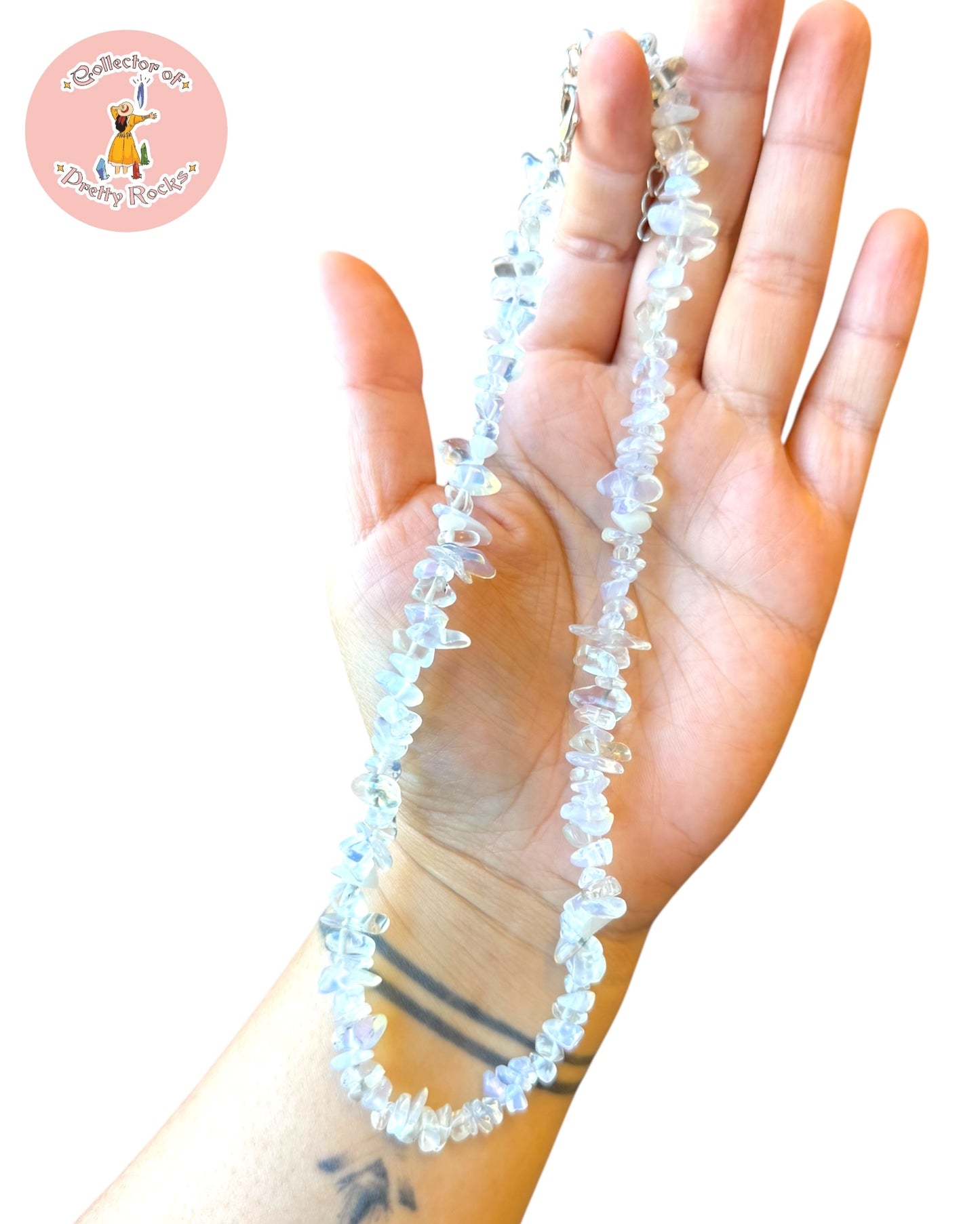 Gemstone Chip Beaded Necklace – Convertible Double Wrap Bracelet