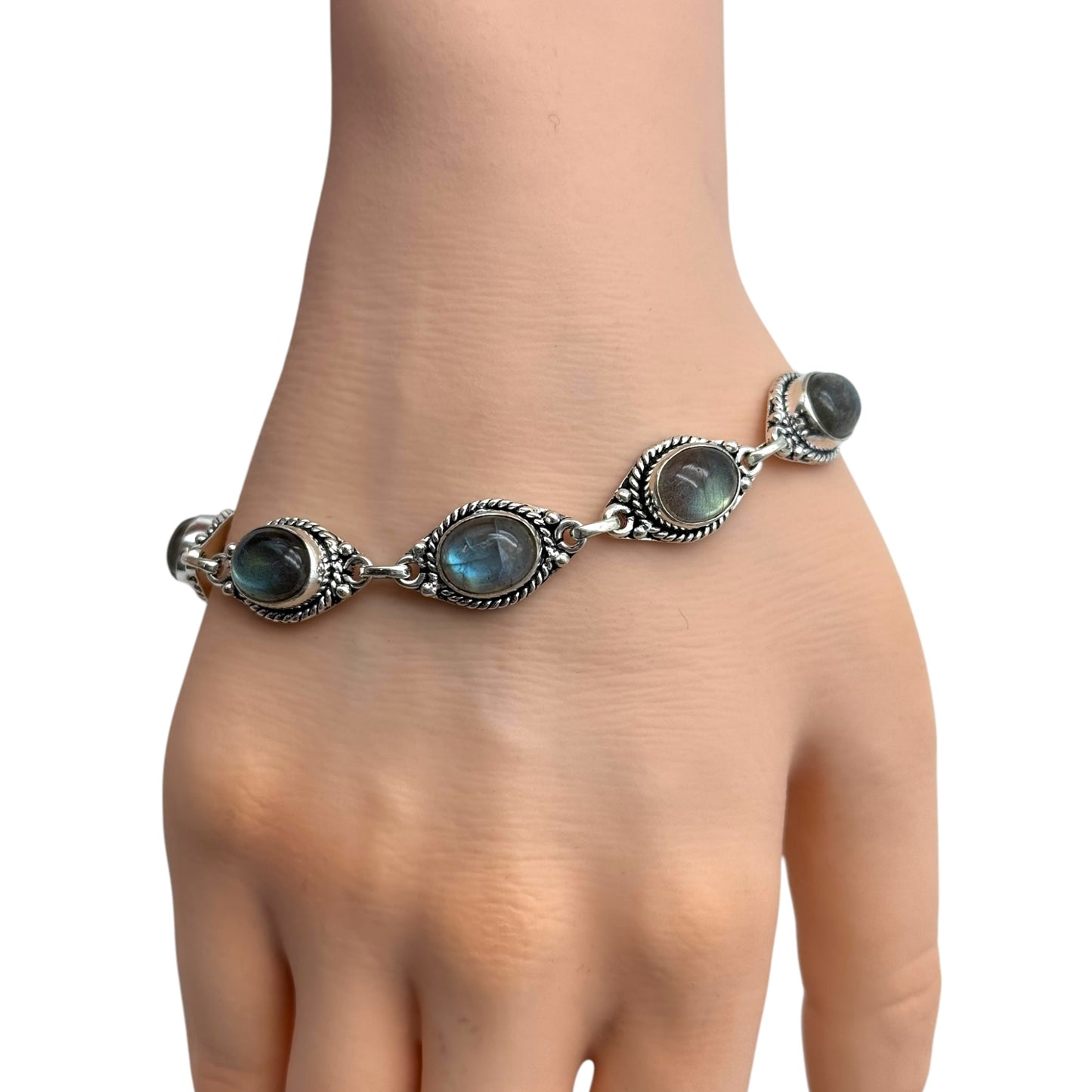 Labradorite Alloy Bracelet 8”