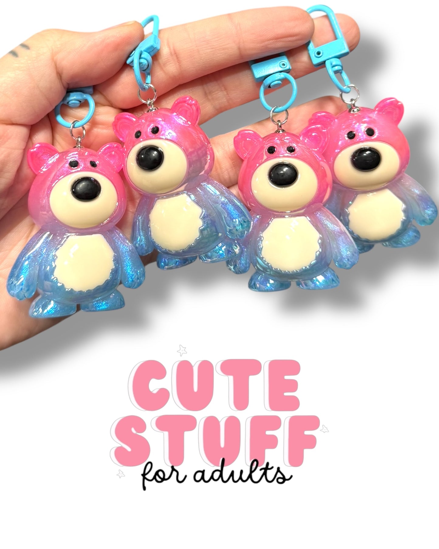 Toy Story Lotso Bear Figure Keychain - 3D Pink Character Keyring