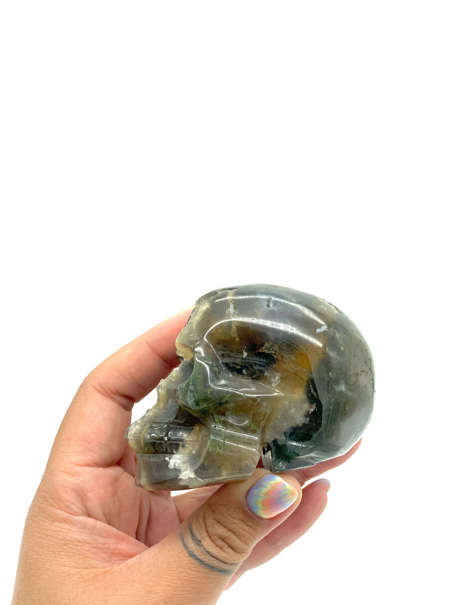 Moss Agate Scary Skull π