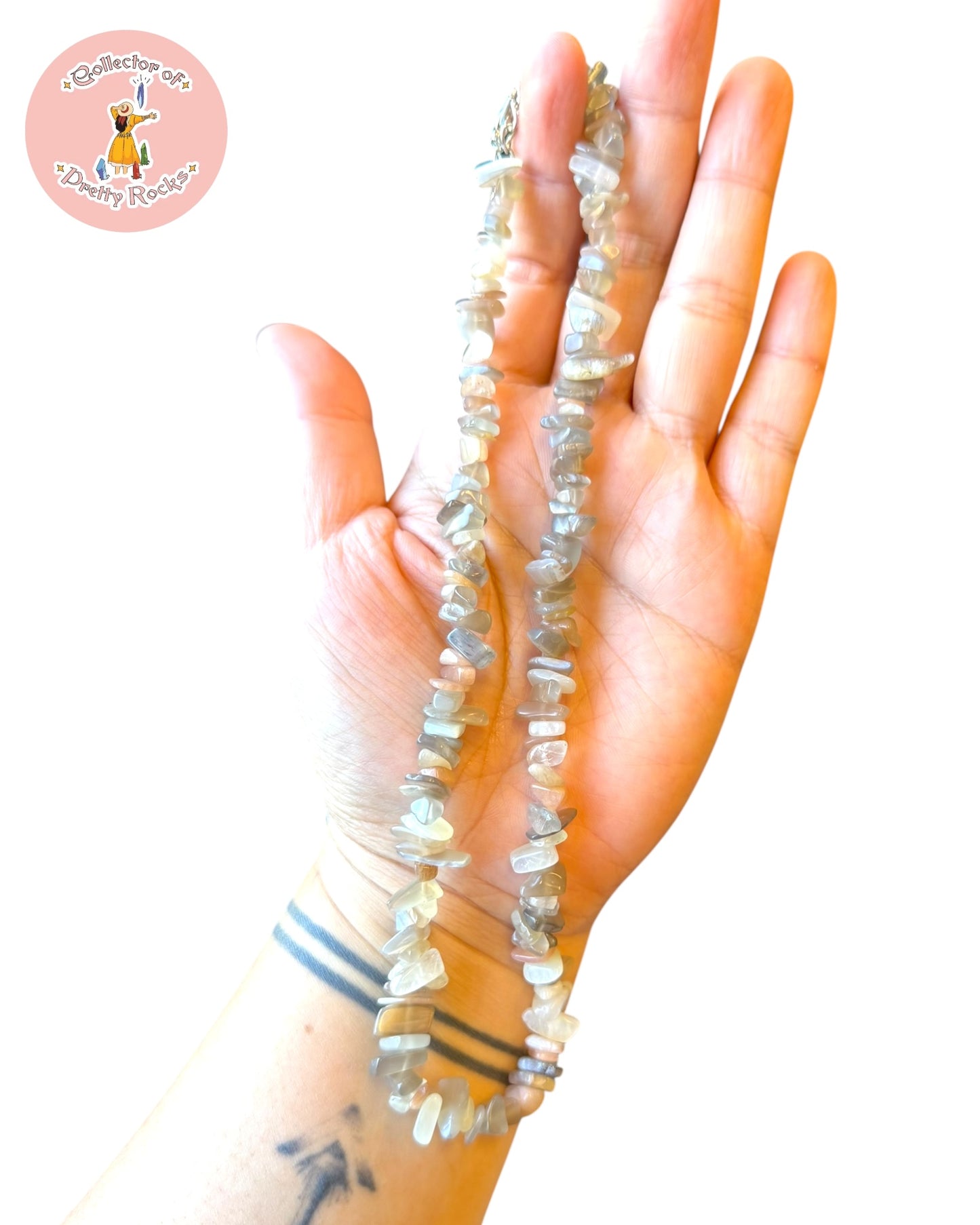 Gemstone Chip Beaded Necklace – Convertible Double Wrap Bracelet