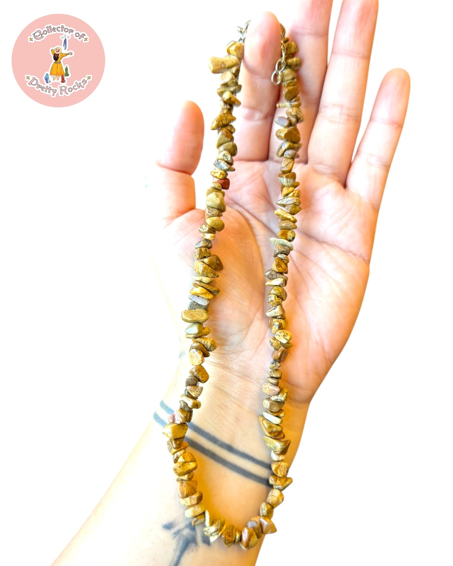 Gemstone Chip Beaded Necklace – Convertible Double Wrap Bracelet