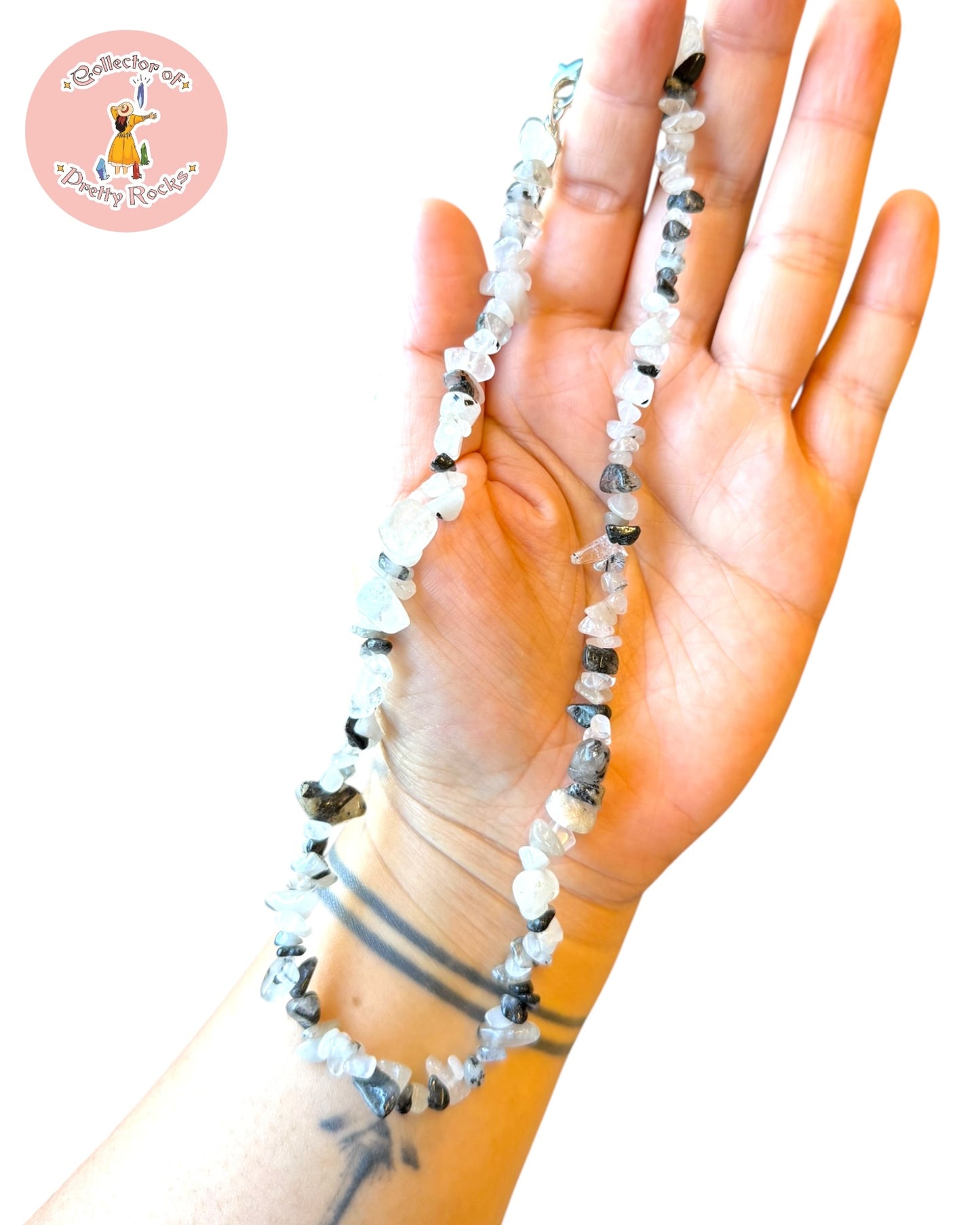 Gemstone Chip Beaded Necklace – Convertible Double Wrap Bracelet