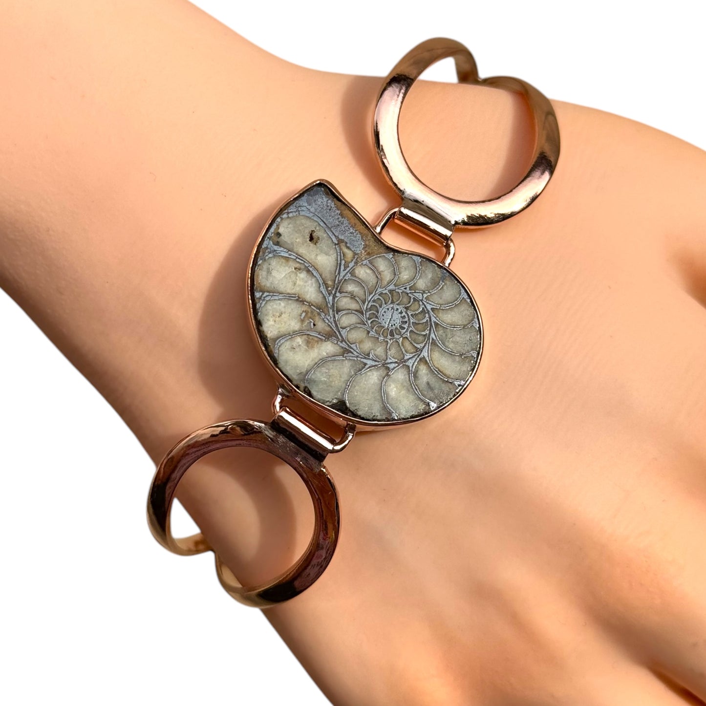 Copper Bracelet with Ammonite