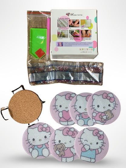 Hello Kitty 6 pack Coaster DIY Diamond Painting