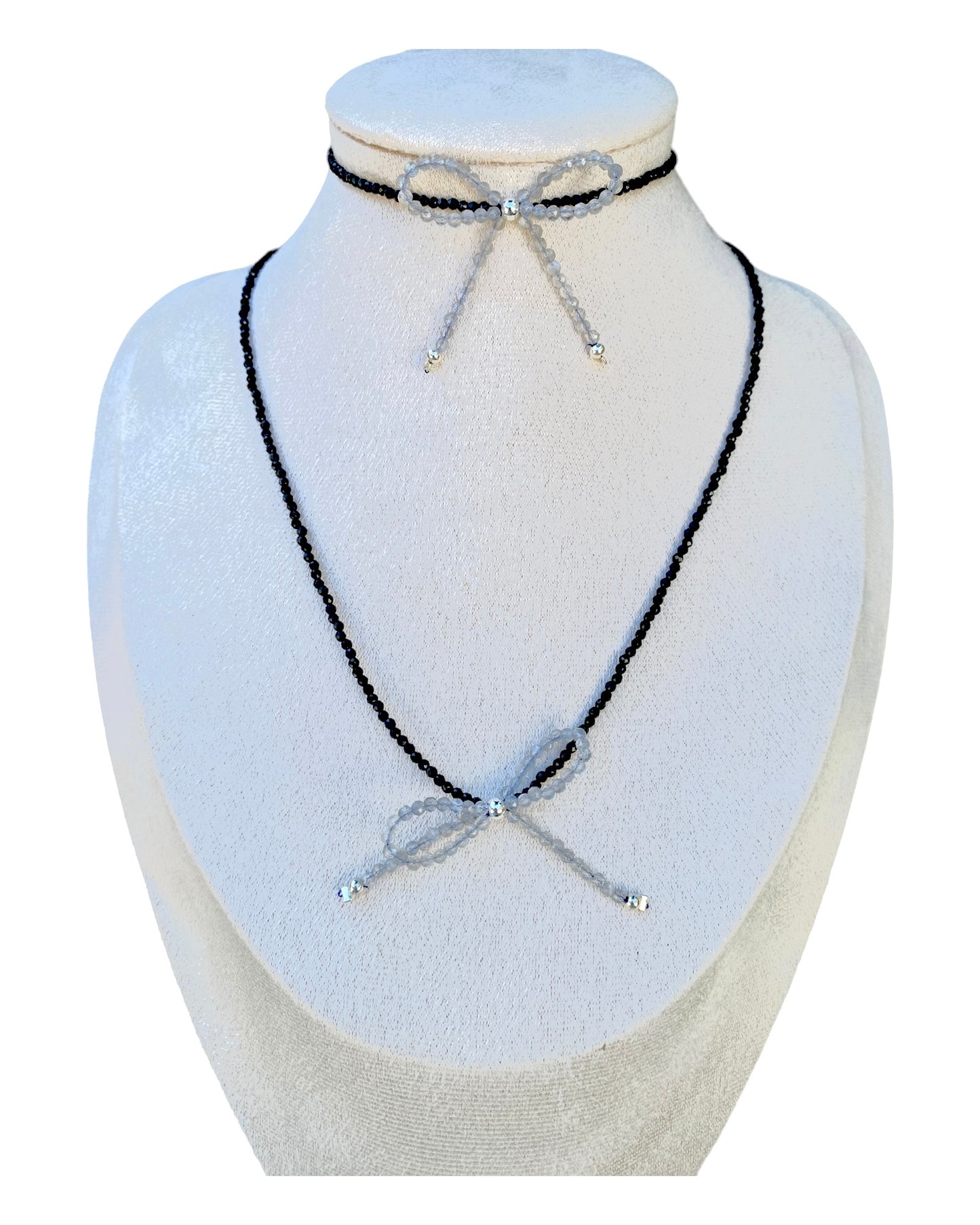 Crystal Necklace and Bracelet with Bow Set