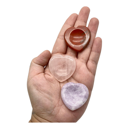 Natural Crystal Worry Stones in Heart Shape