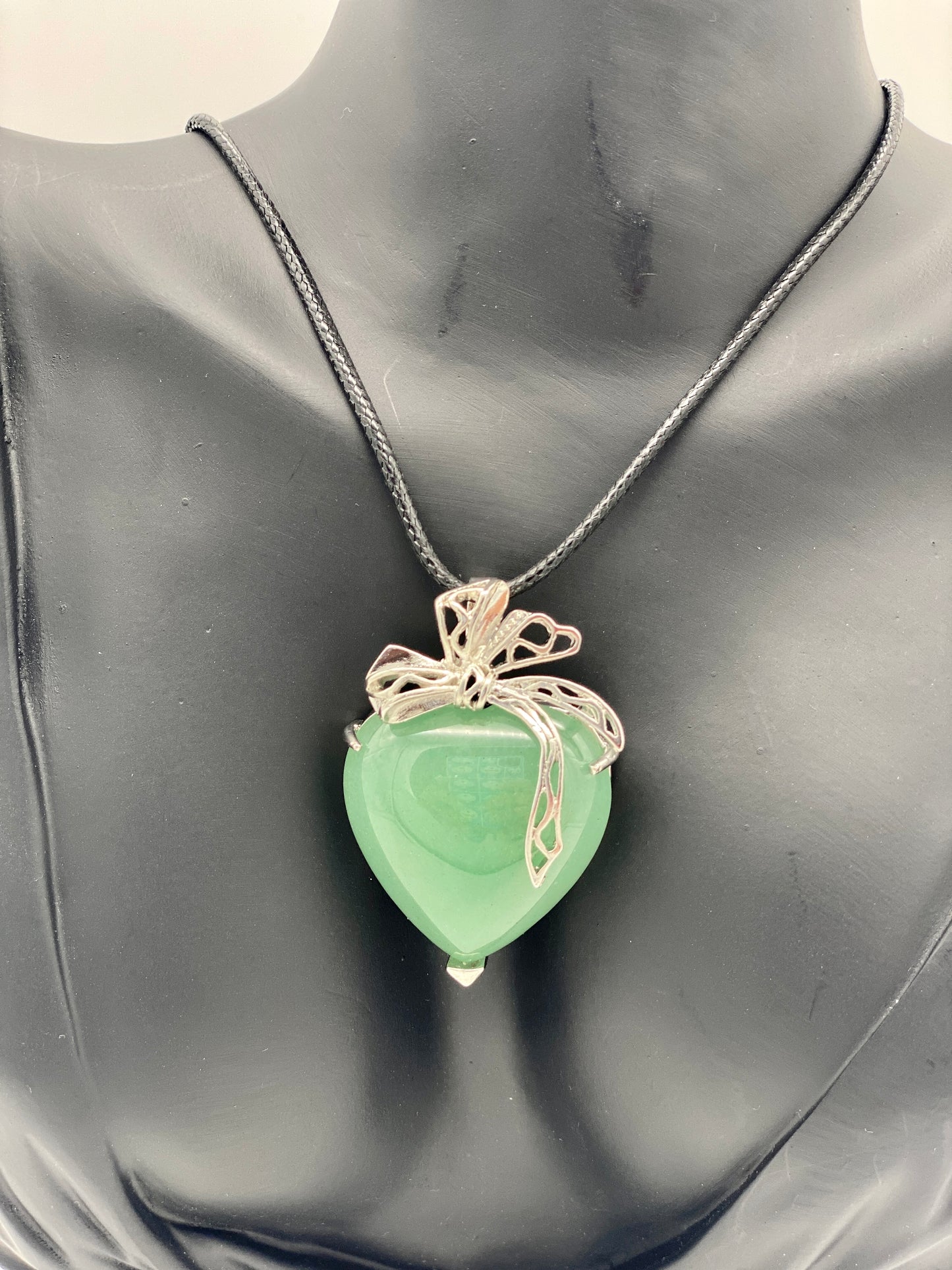 Heart with Bow Crystal Pendant