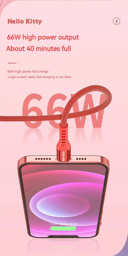 Sanrio 3 in 1 Fast Charging Cable Data Line for Micro Type-C USB Lightning Portable Car Charger