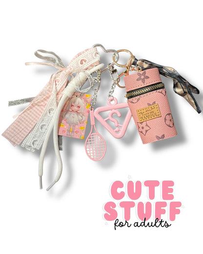 Curated Bag Charm & Keychain with Trinkets + Lipstick Case (Multiple Colors)