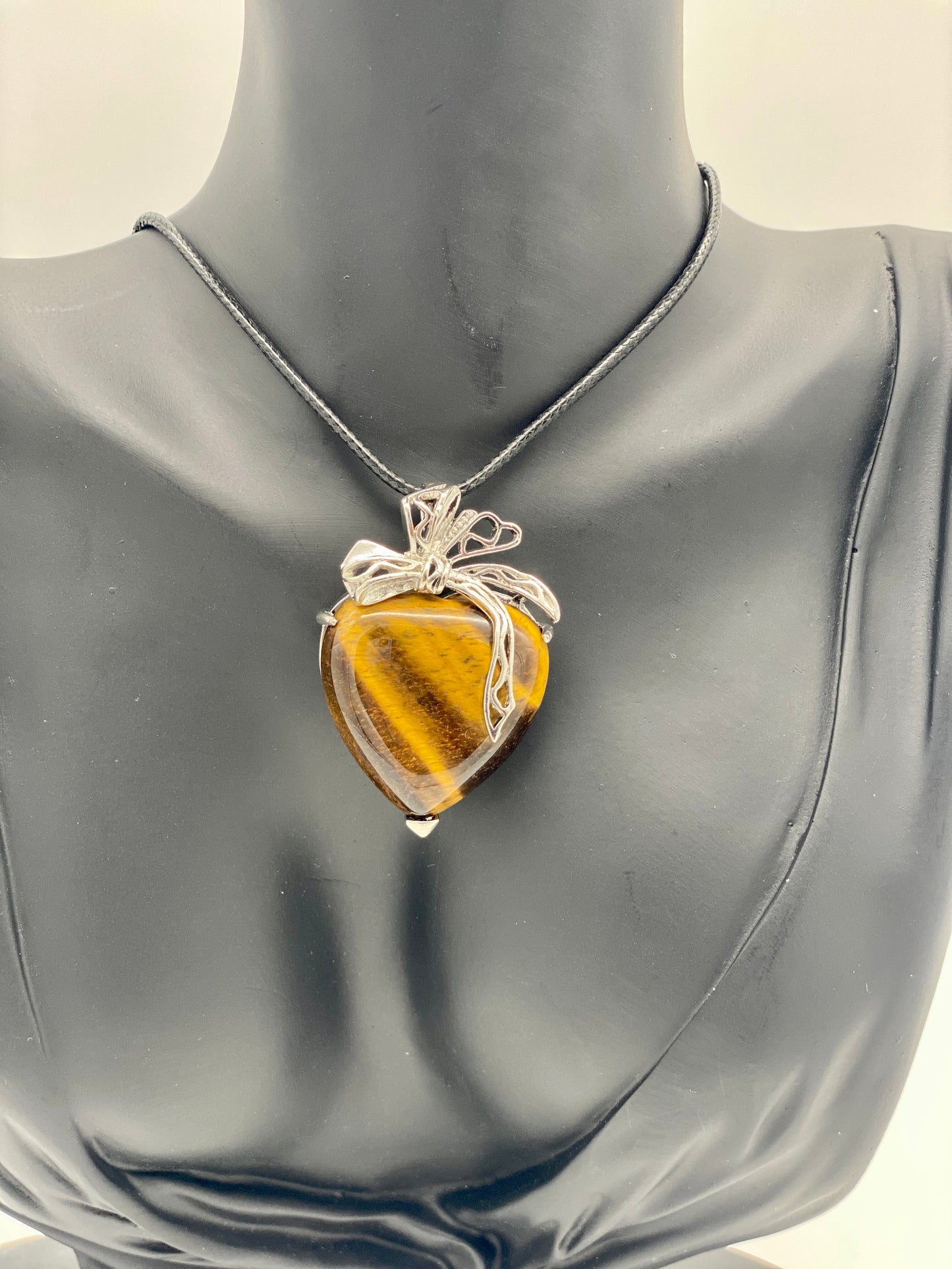 Heart with Bow Crystal Pendant