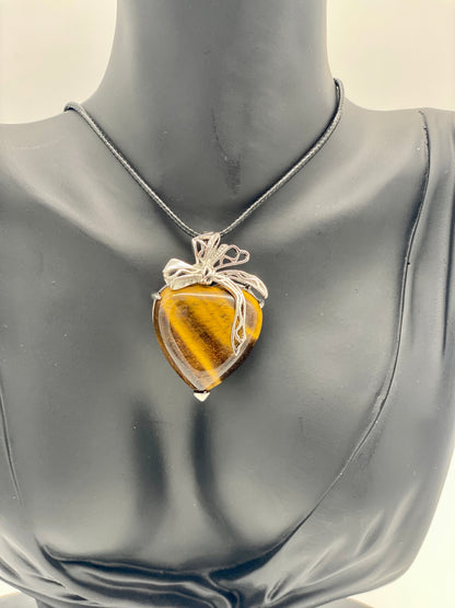 Heart with Bow Crystal Pendant