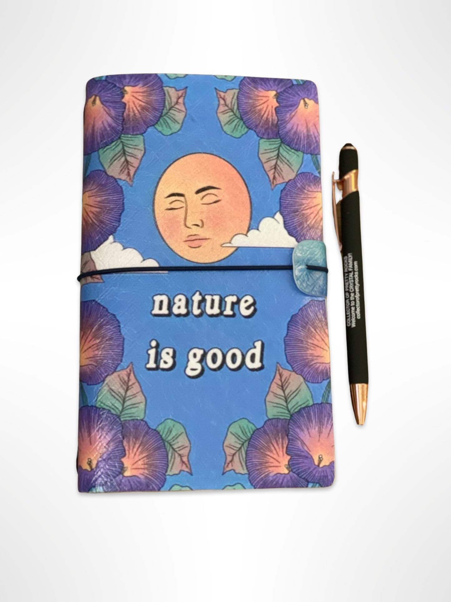 Refillable/Reusable Leather bound ManifestationJournal with Soft Touch Merch Pen