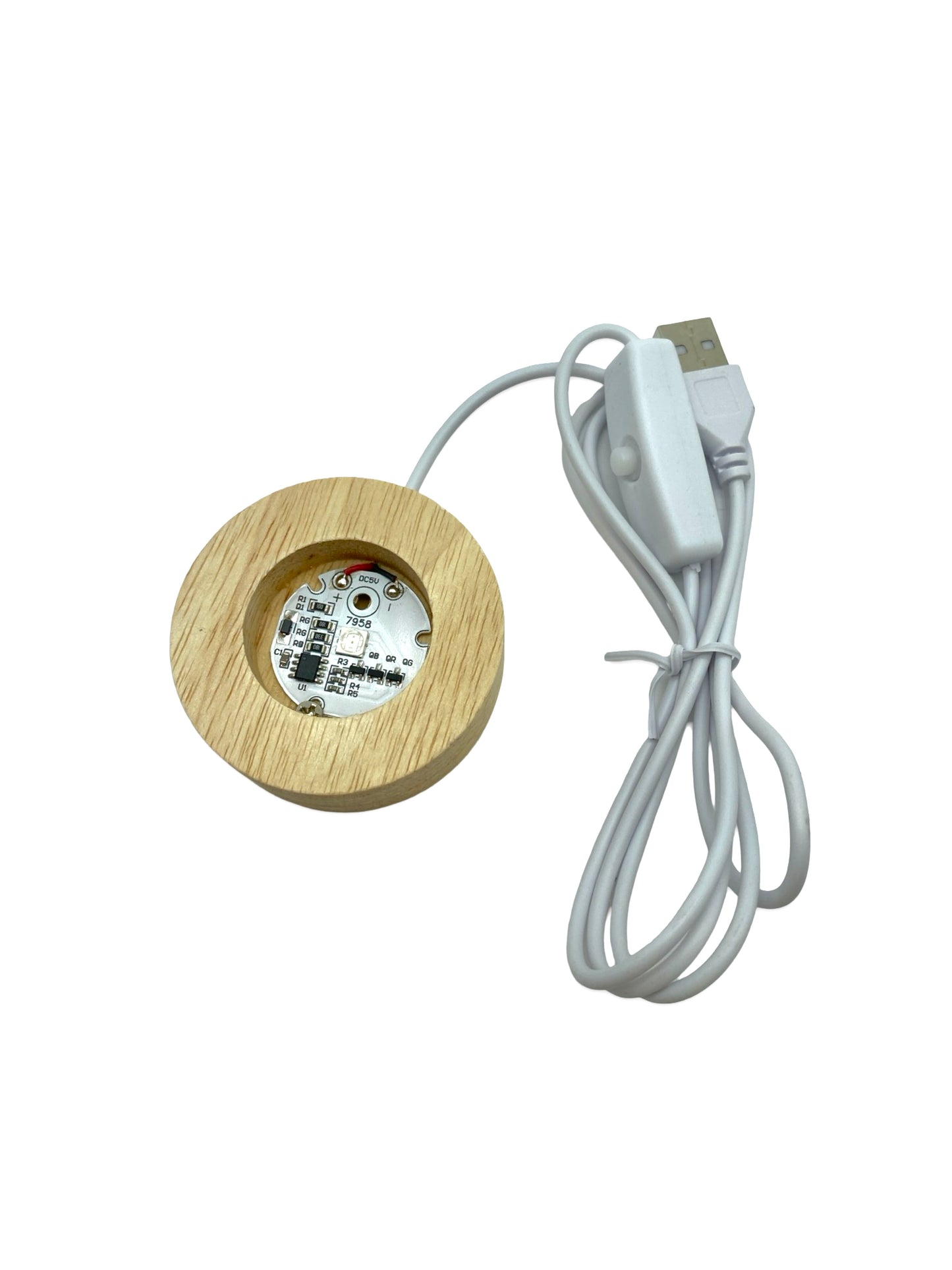 Wooden Sphere Holder with Light