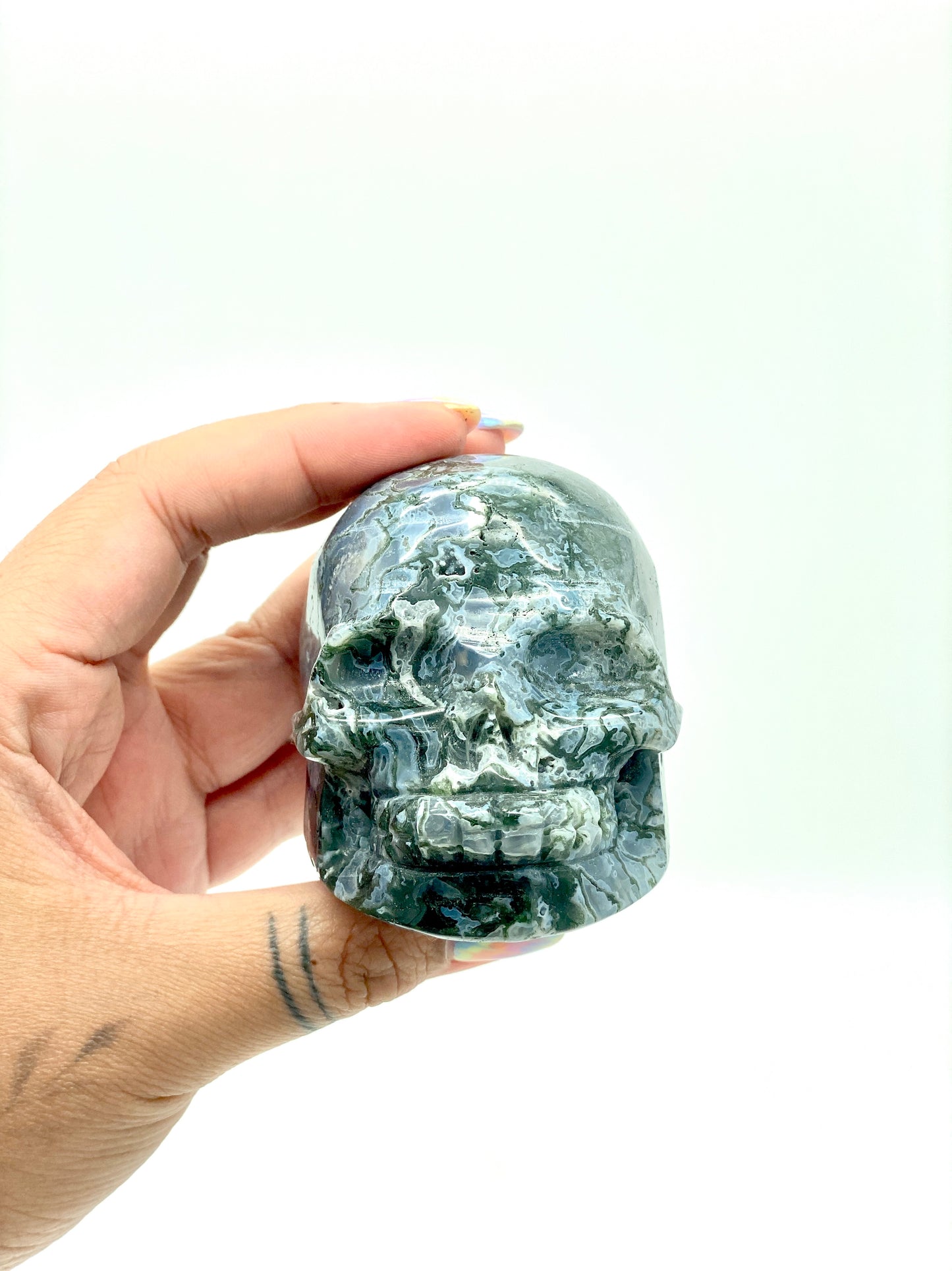 Blue Moss Agate Skull 💀