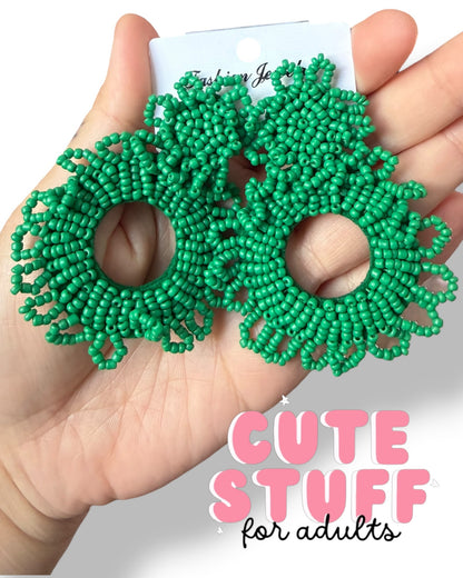 Hand-Beaded Dangling Earrings – 5 Vibrant Colorways