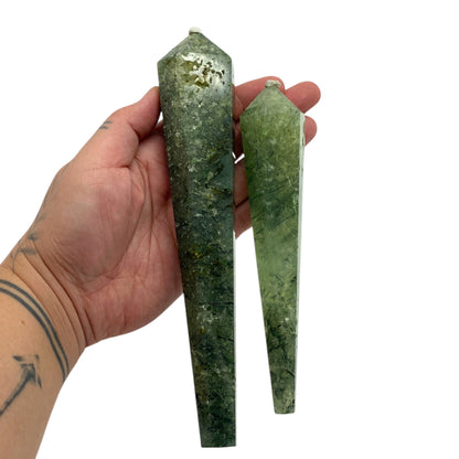 Prehnite with Epidote Wand