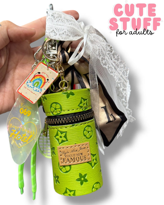 Curated Bag Charm & Keychain with Trinkets + Lipstick Case (Multiple Colors)