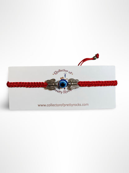 String Charm Bracelet with Evil Eye