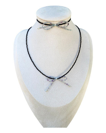 Crystal Necklace and Bracelet with Bow Set