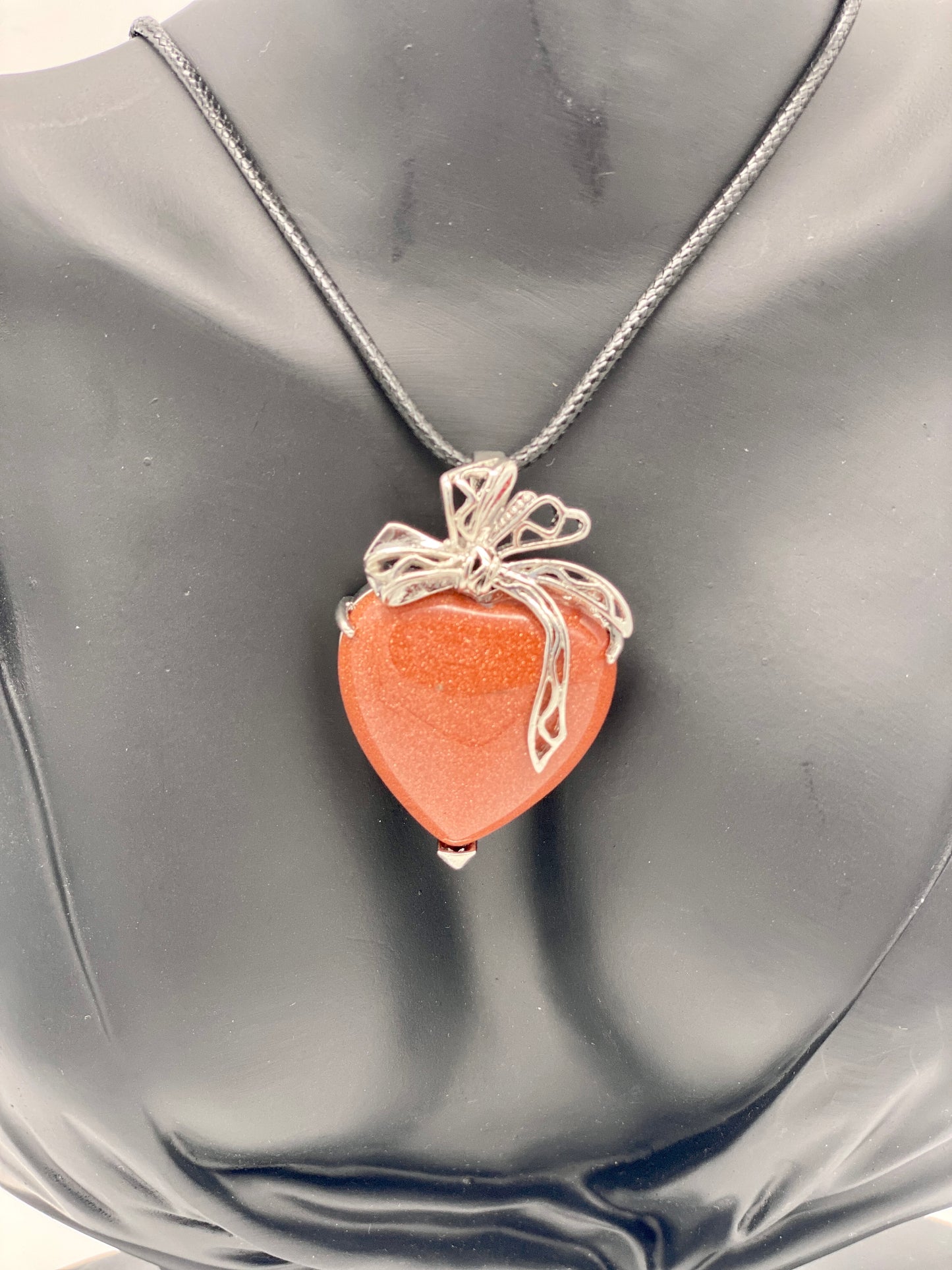 Heart with Bow Crystal Pendant