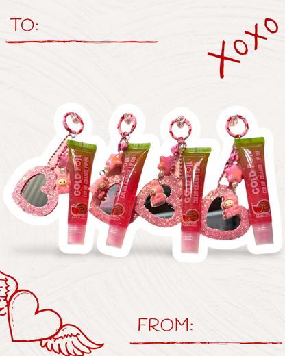 Kawaii Lip Oil Keychain with Handmade Charm | Cute Gloss Bag Charm & Phone Accessory
 💋