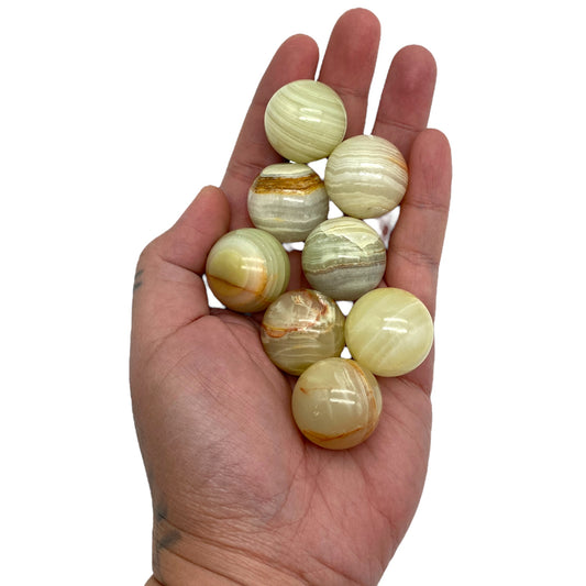 Yellow, Green, and White Onyx Sphere