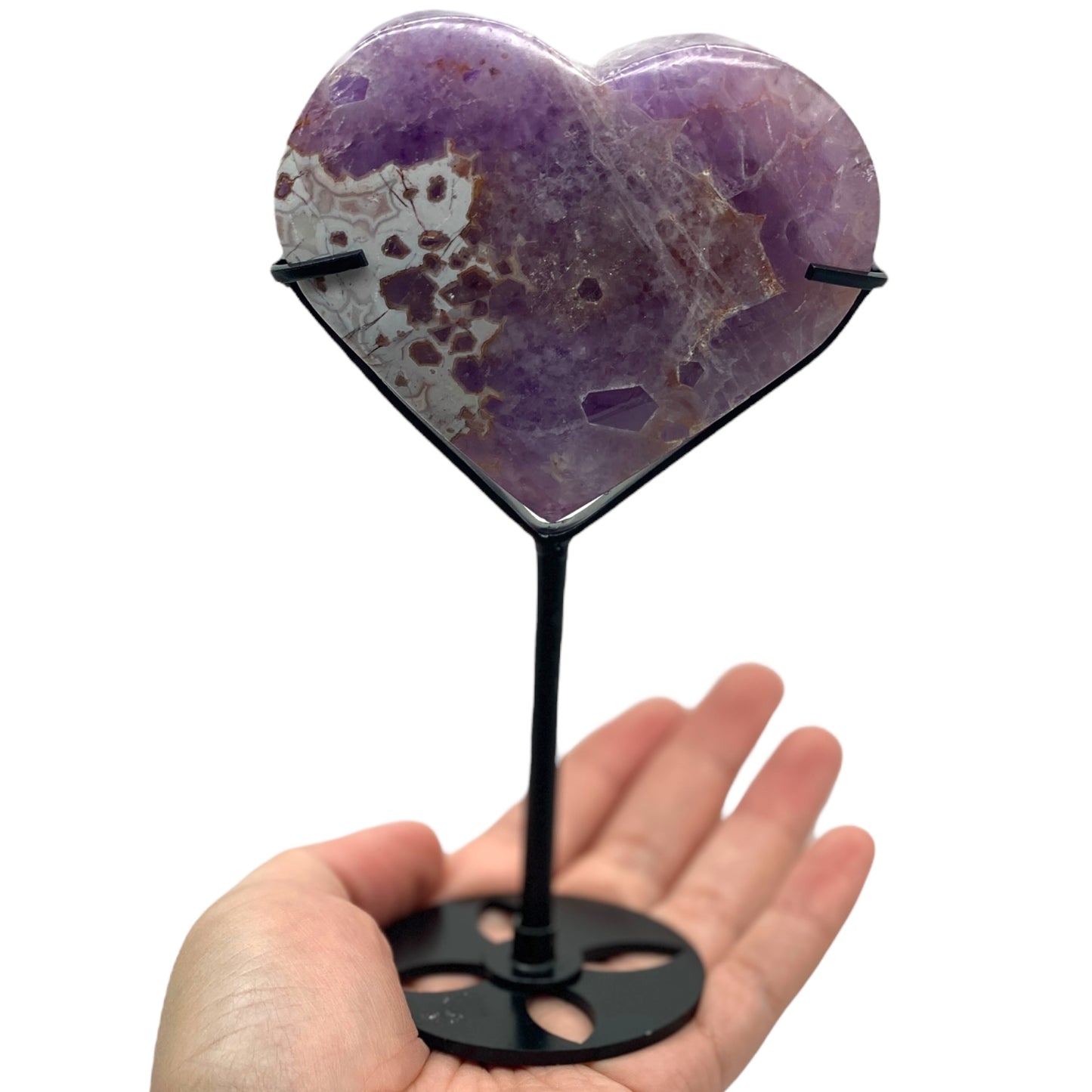 Purple Amethyst with Lace Agate Heart Carving