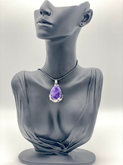 Crystal Teardrop with Flower Accent Reversible Pendants