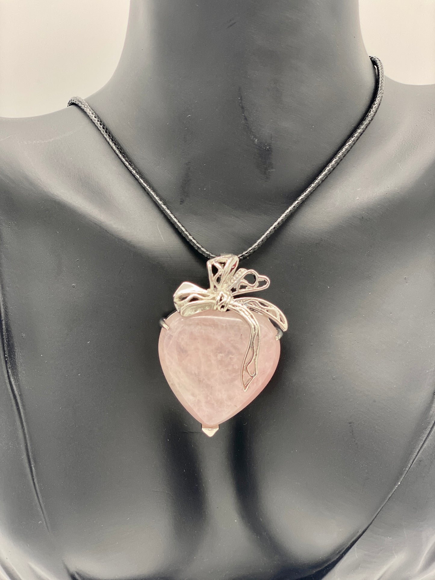 Heart with Bow Crystal Pendant